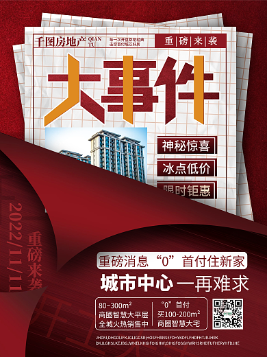 房地产时事新闻政策资讯快报热点大字海报