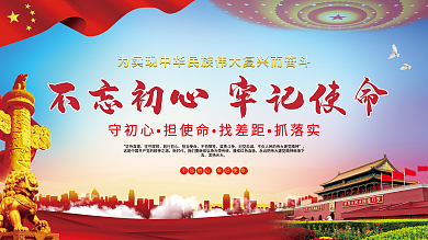 不忘初心牢记使命党建展板海报