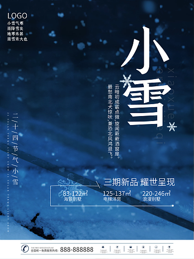 二十四节气创意小雪摄影房地产海报