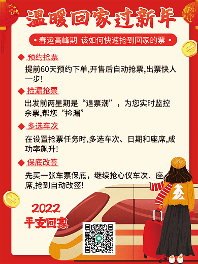 虎年新年春运回家抢票攻略海报