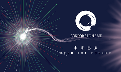 未来以来光线线条粒子科技感简约商务名片