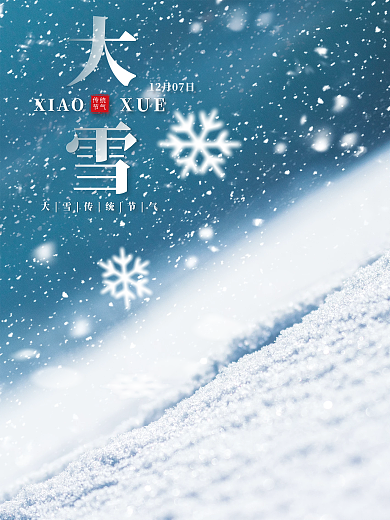 简约留白大雪节日海报