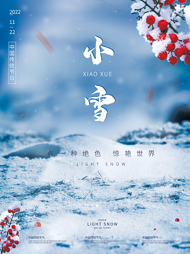 小雪节气雪地海报