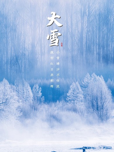 二十四节气之大雪节气国风唯美冬日简约海报