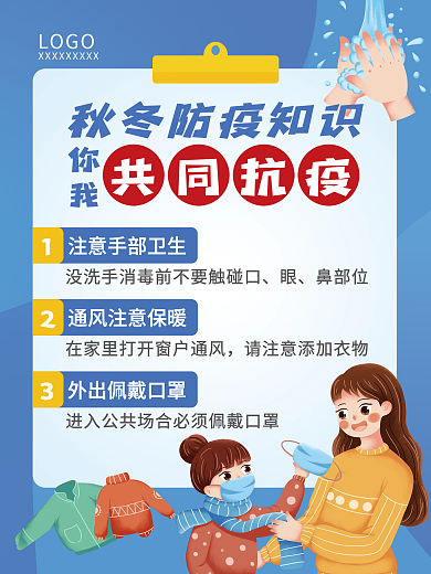 秋冬防疫知识疫情防控新冠病毒医疗公益海报