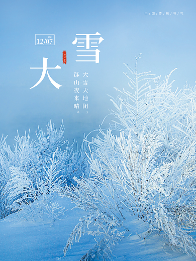 创意简约大雪摄影图节日海报