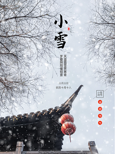 创意小雪摄影图节日海报
