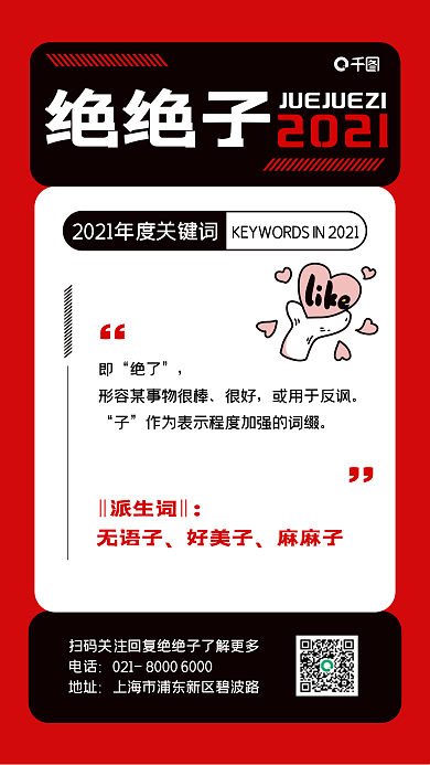 2022年度关键词红色撞色手机海报