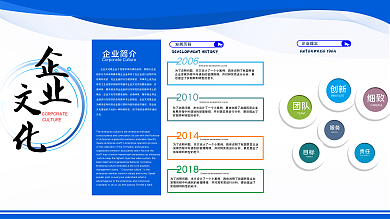 企业文化蓝色简约展板
