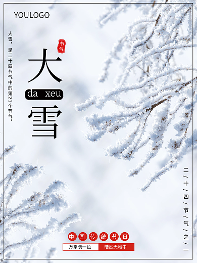中国传统节日大雪二十四节气海报