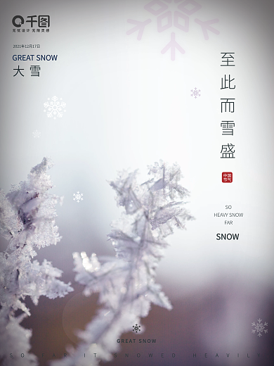 创意简约大雪花冰花节日摄影图节气海报