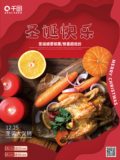 圣诞节快乐火鸡海报