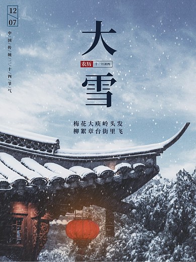 大雪节气海报简约摄影图海报设计