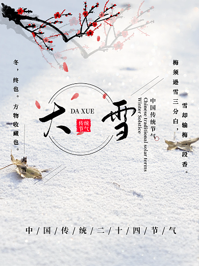中国二十四节气大雪宣传海报