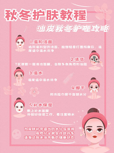 小红书粉色简约创意秋冬护肤教程