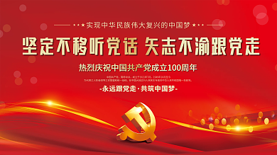 建党100周年听党话跟党走党建海报展板