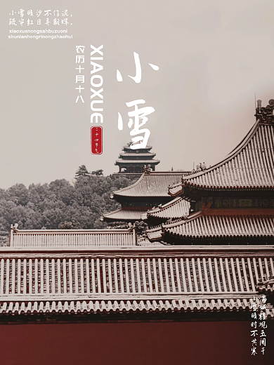 两图反差24节气小雪海报