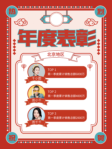 喜庆简约企业公司年度表彰排行榜海报1