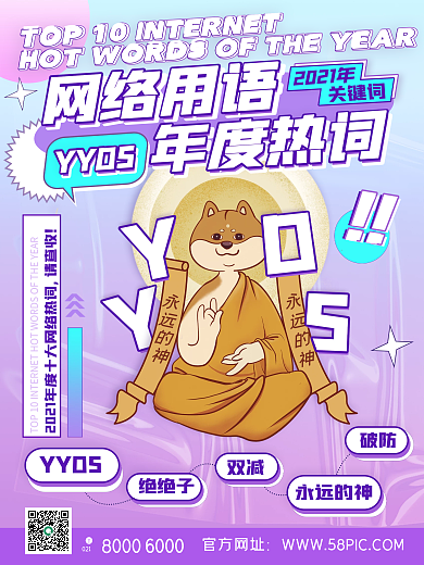 YYDS年度网络热词潮流卡通创意海报