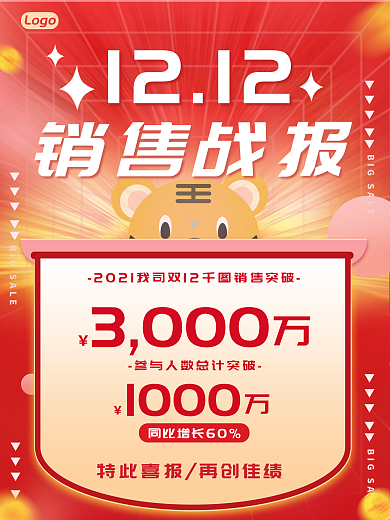 双十二喜报战报红色喜庆