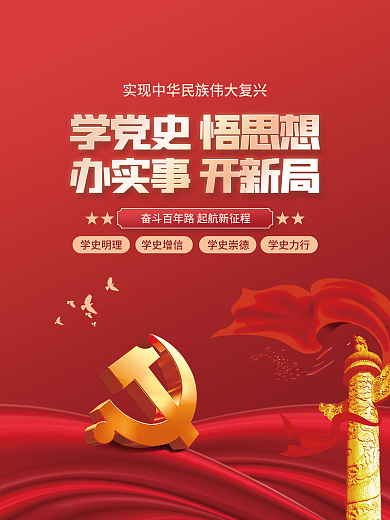 党史学习教育建党100周年党建海报