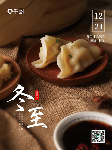 简约冬至节气摄影图海报