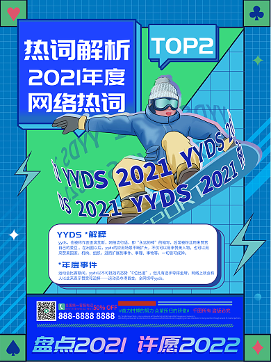 孟菲斯风2021年度网络语热词海报
