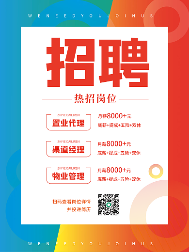 招聘海报招聘招人宣传招工海报企业社招