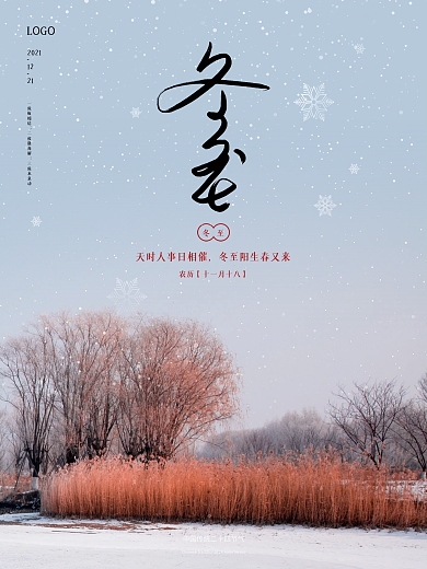 简约大气摄影冬至节气海报