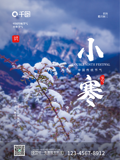 简约大气小寒节气摄影图二十四节气海报