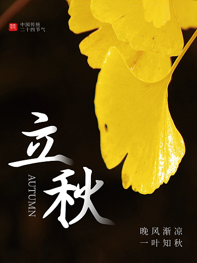 银杏叶立秋节气海报