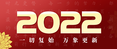 红色2022年元旦新年快乐公众号封面海报