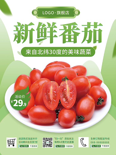 西红柿小番茄圣女果食品水果蔬菜海报价签