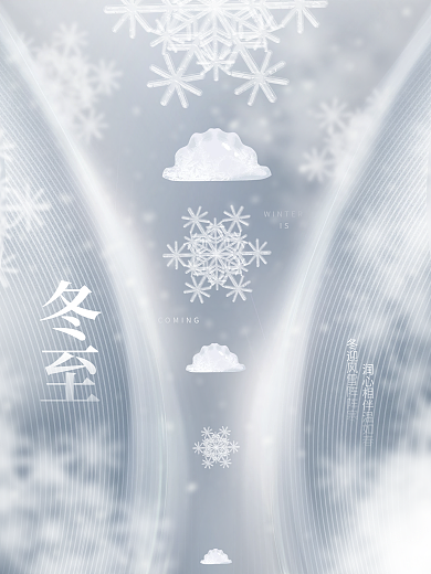 创意简约大气留白冬至节日节气饺子冬天海报
