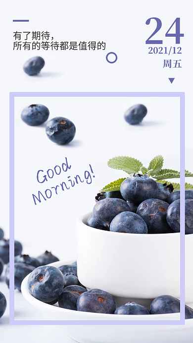 长春花蓝色系简约十二月日签