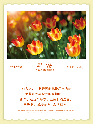 花卉美图正能量早安海报励志心语朋友圈日签