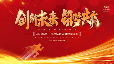 2022新年公司企业年会年终盛典背景展板
