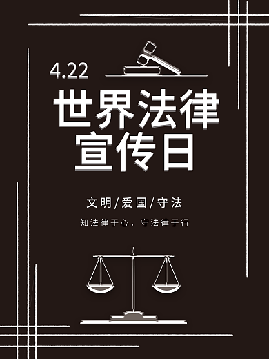 酸性黑白简约法律宣传海报