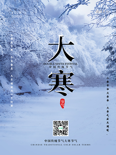 大寒冷色调大寒节气摄影图二十四节气海报