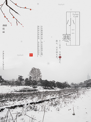 简约大气小寒小寒二十四节气海报