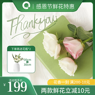 感恩节花香一刻绿色清新简约送老师母亲主图