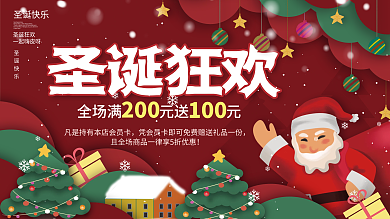 圣诞节平安夜双旦商场超市活动促销展板