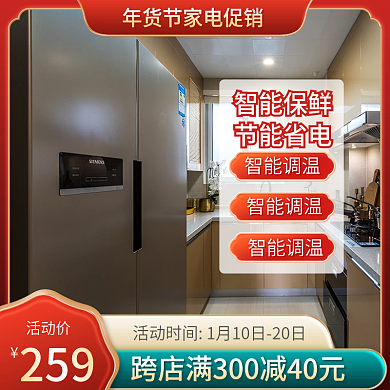 中国风红色喜庆年货节主图年终家电促销模版