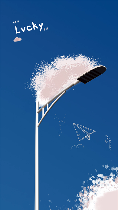 路灯蓝天白云手机壁纸