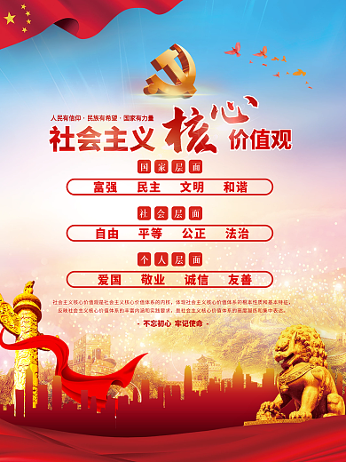 党建风建党百年社会主义核心价值观党史海报