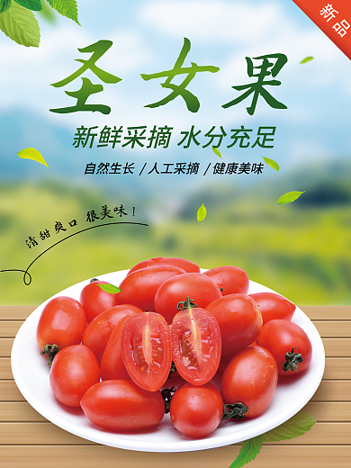 圣女果海报农产品水果蔬菜特产绿色食品海报