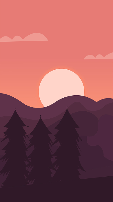 黄昏月色风景手机壁纸