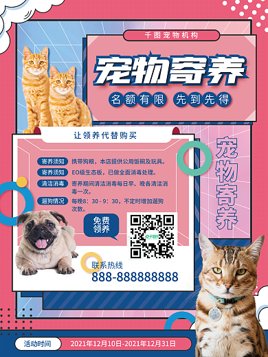 宠物店宠物寄养服务宣传海报