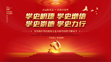 党建风建党精神百年党史中国梦不忘初心展板