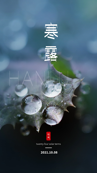 寒露手机海报高端大气简约风景